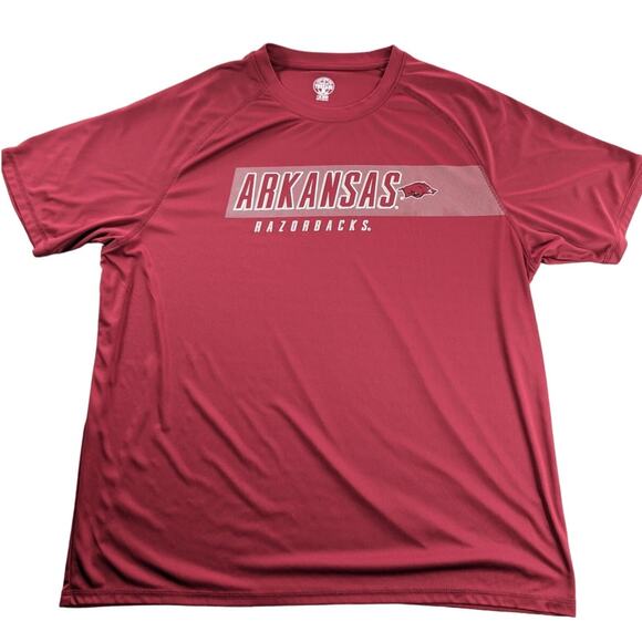 Razorbacks Shirt Mens 2XL Red Arkansas Hogs Sports Athletic Wear Workout Gym - Picture 1 of 7